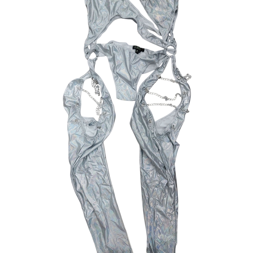 Silver Metallic Rave Jumpsuit - Picture 13 of 14